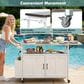 Hearth and Haven Outdoor Kitchen Island Cart with Adjustable Shelves and Stainless Steel Top in White, , large