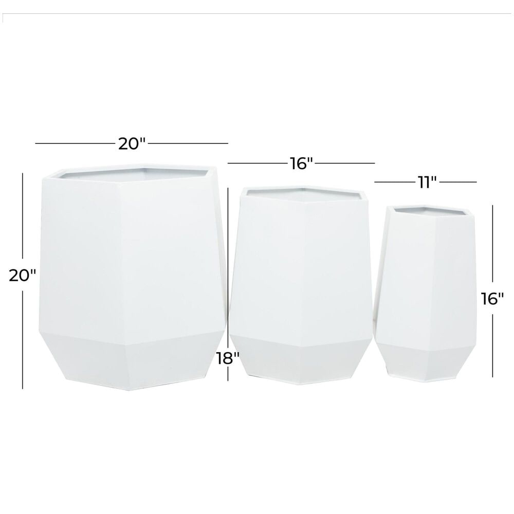 Maple and Jade Hexagon Planter in Satin White &#40;Set of 2&#41;, , large