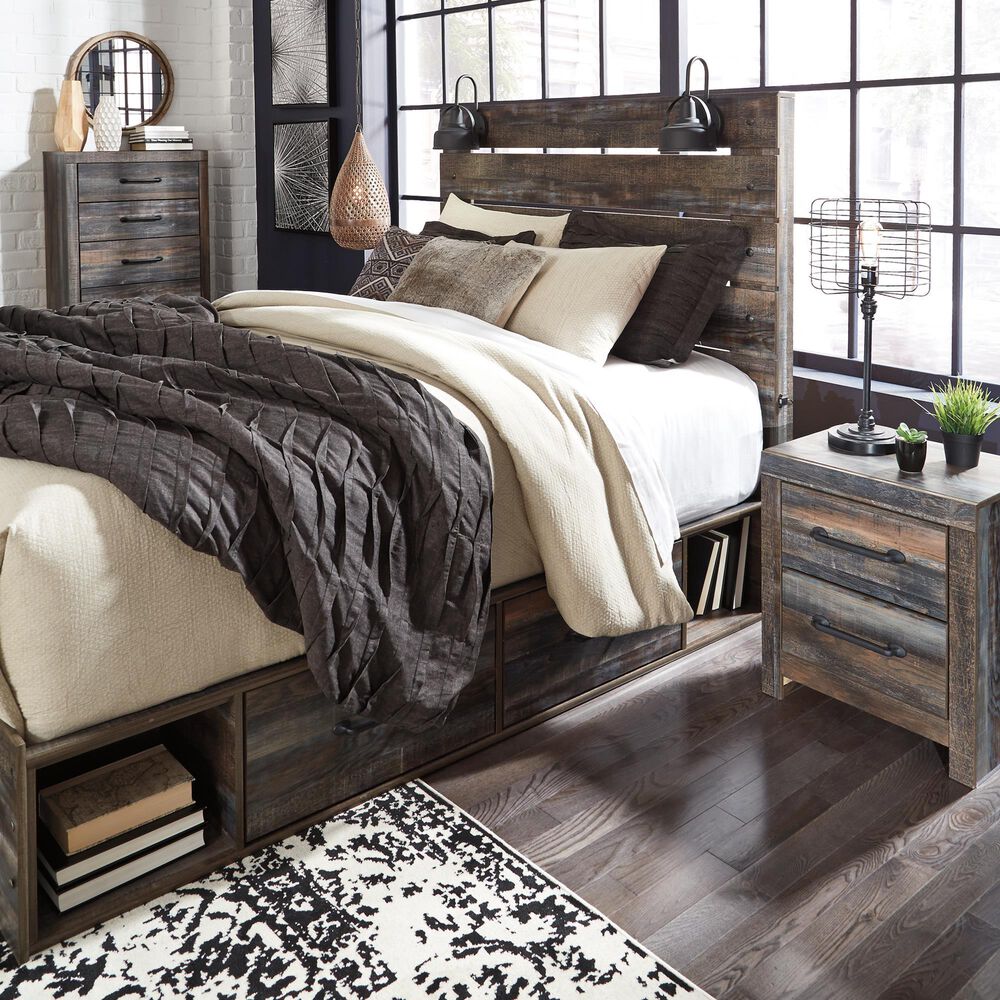 Ashley Drystan Queen Storage Bed with 4 Drawers in Brown Rustic, , large