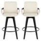 LumiSource Cosmo 26" Swivel Counter Stool with Cream Upholstery in Black (Set of 2), , large