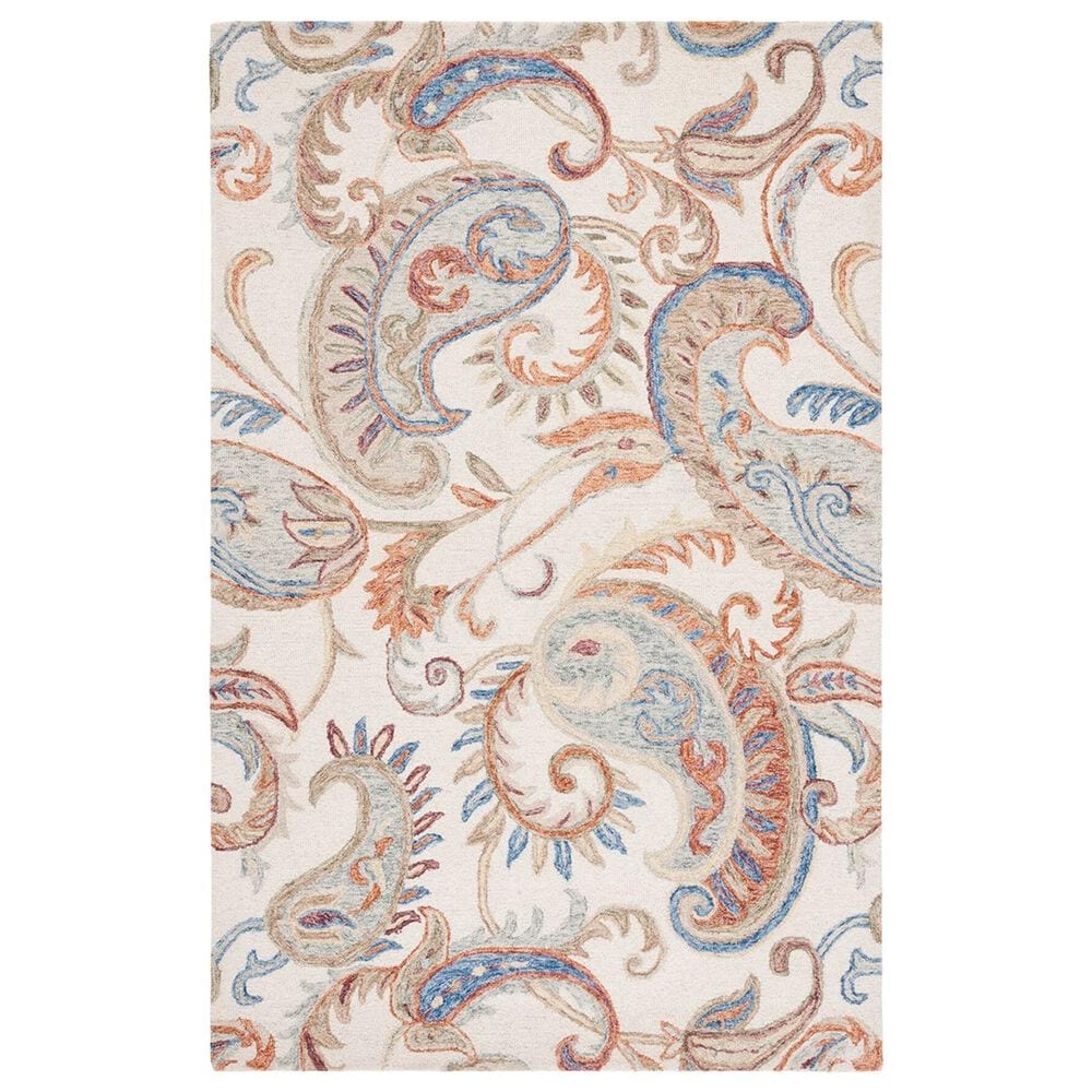 Safavieh Micro-Loop MLP478P 5" x 8" Ivory and Rust Area Rug, , large