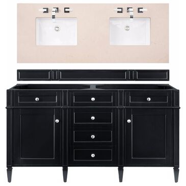 James Martin Vanities Brittany 60" Double Bathroom Vanity in Black Onyx with 3 cm Eternal Marfil Quartz Top, , large