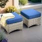 HOMLUX 2-Piece Outdoor Wicker Ottoman Set with Cushion in Navy Blue, , large