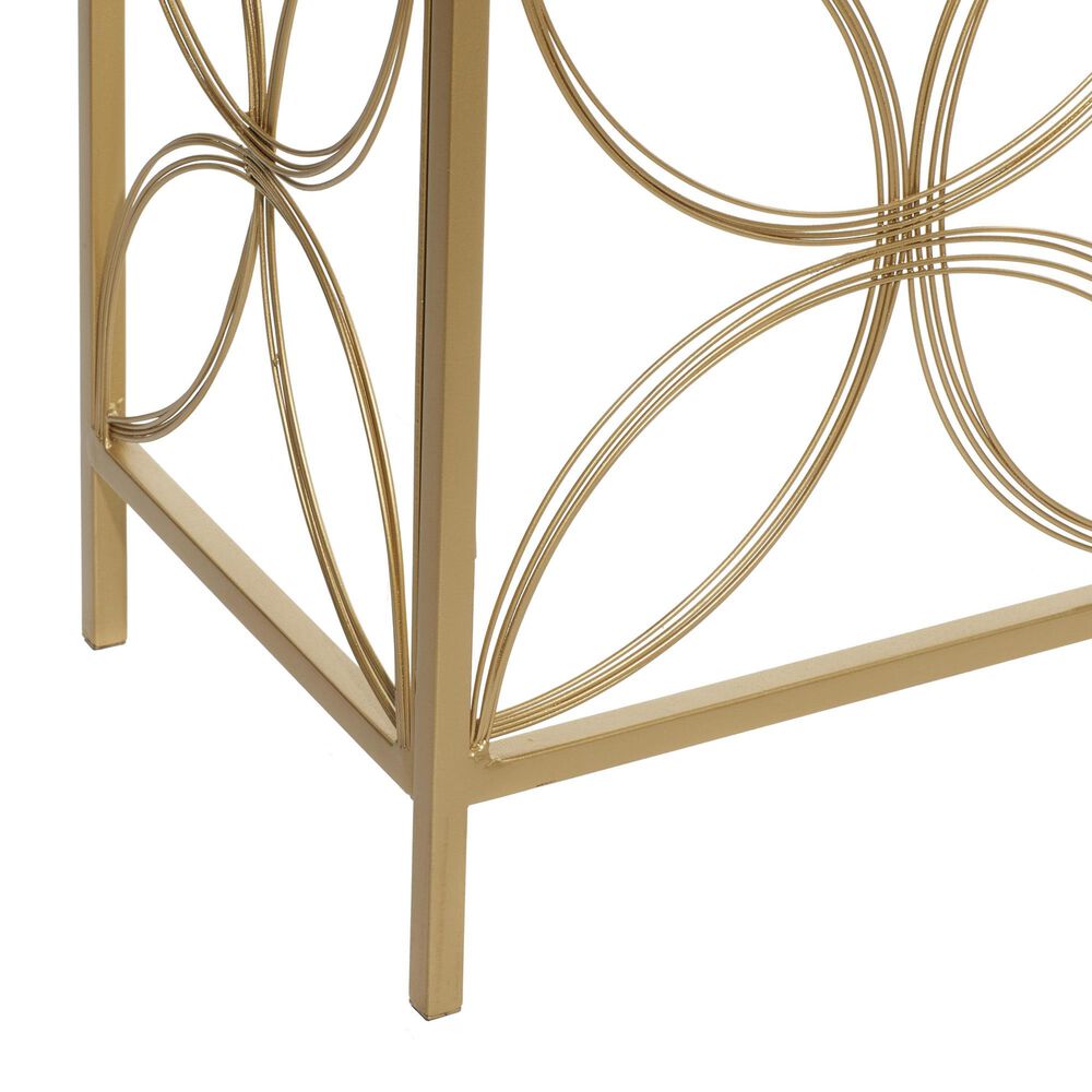 Maple and Jade 32" Console Table with Glass Top in Gold, , large