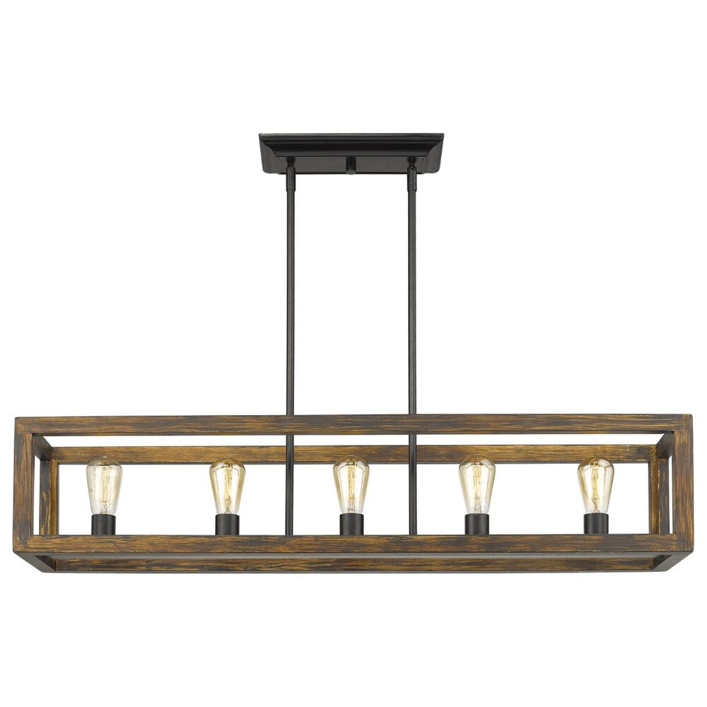 Golden Lighting Sutton 5-Light Linear Pendant in Matte Black and Rustic, , large