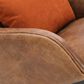 Moe"s Home Collection Amos Leather Accent Chair with Orange Velvet Pillow in in Brown, , large