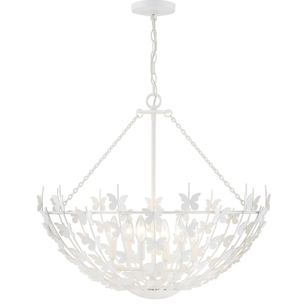 Savoy House Birch 6 Light Pendant in Bisque White, , large