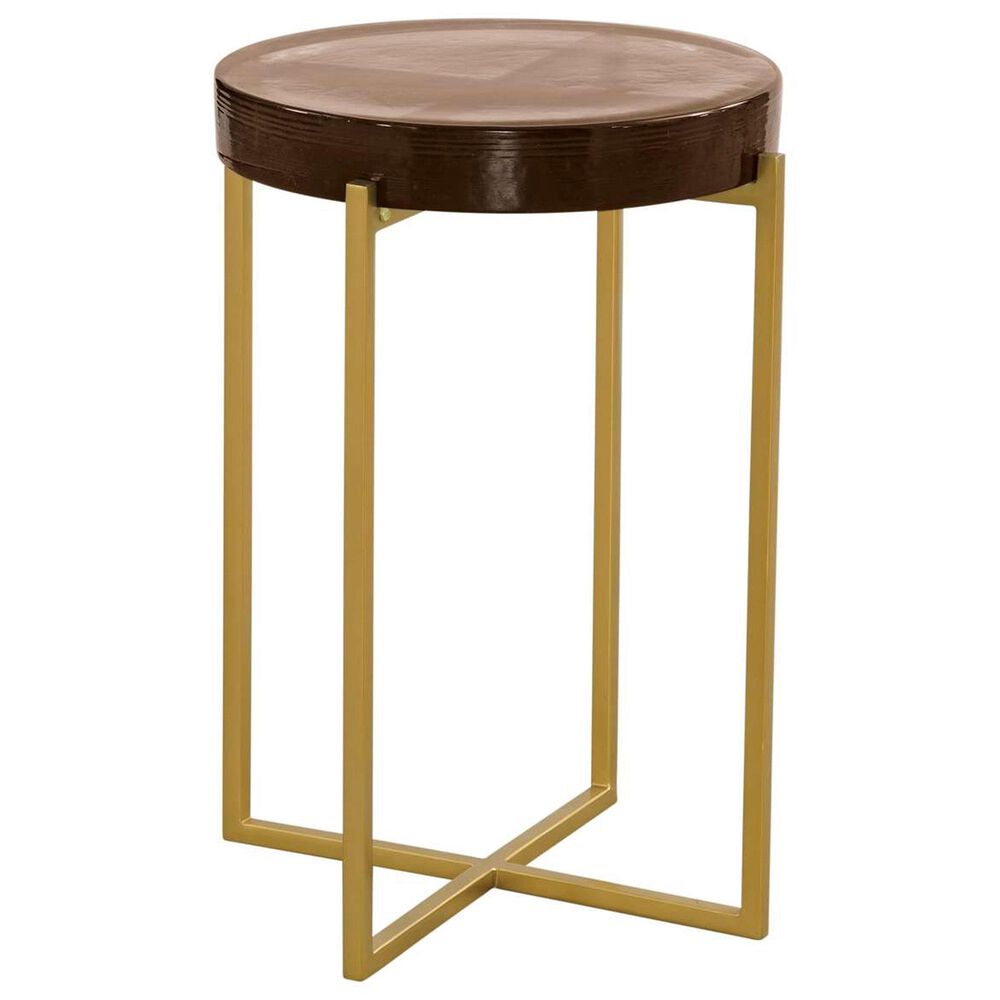Bassett Mirror Company Marilee Accent Table in Vibrant Red and Sleek Brushed Gold, , large
