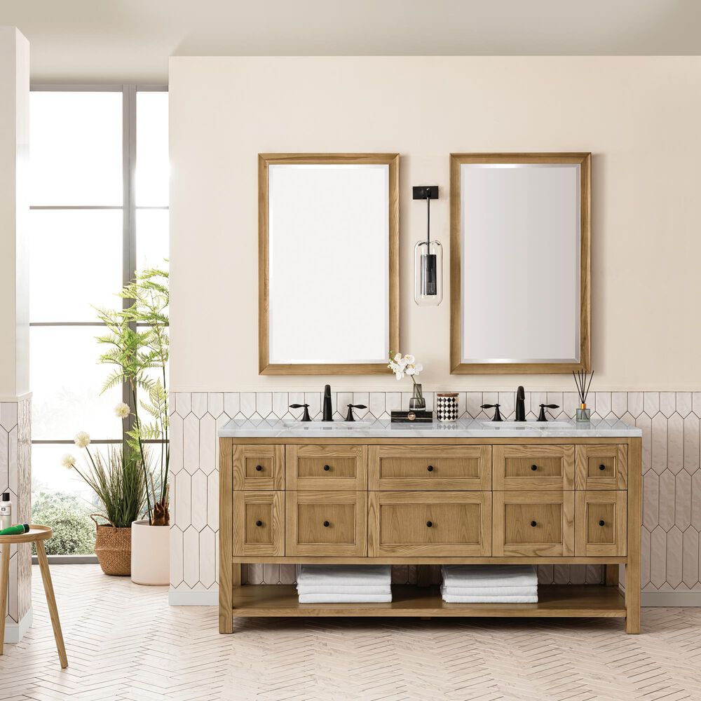 James Martin Breckenridge 48&quot; Single Bathroom Vanity in Light Natural Oak with 3 cm White Zeus Quartz Top and Rectangular Sink, , large