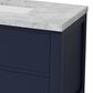 Lexora Home Castor 84" Double Bathroom Vanity in Blue with 2 cm White Carrara Marble Top and Rectangular Sinks, , large
