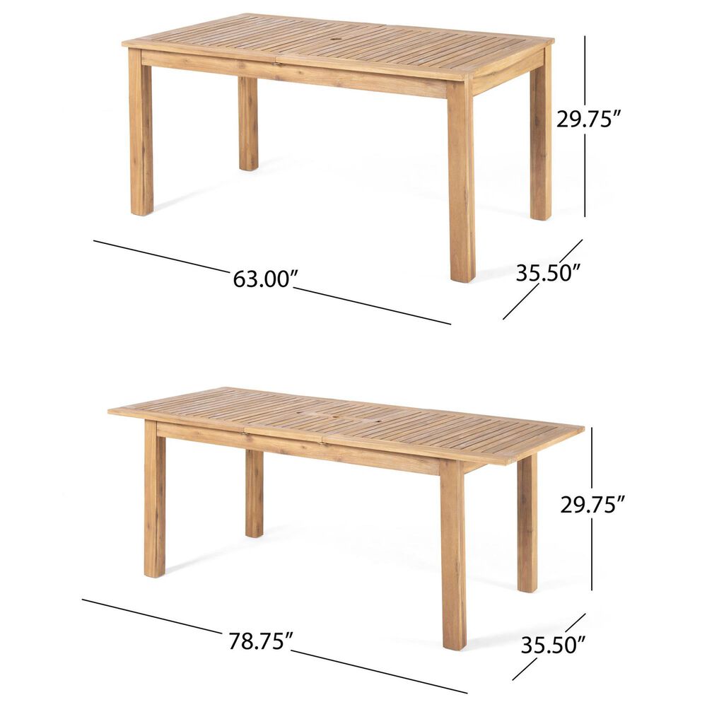Hearth and Haven 7-Piece Outdoor Expandable Dining Set with Beige Cushions in Natural, , large