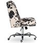 Linon Home Decor Draper Office Chair with Black and White Cow Cushion in Chrome, , large
