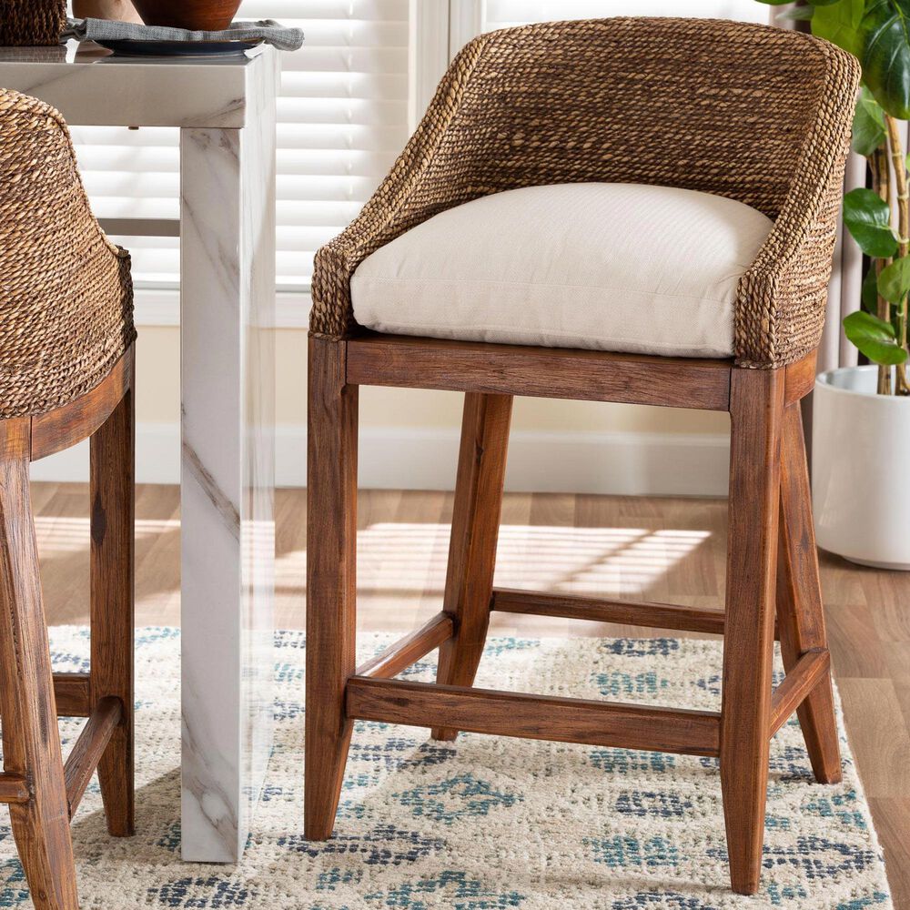 Baxton Studio Jasper Counter Stool in Brown Wash, , large