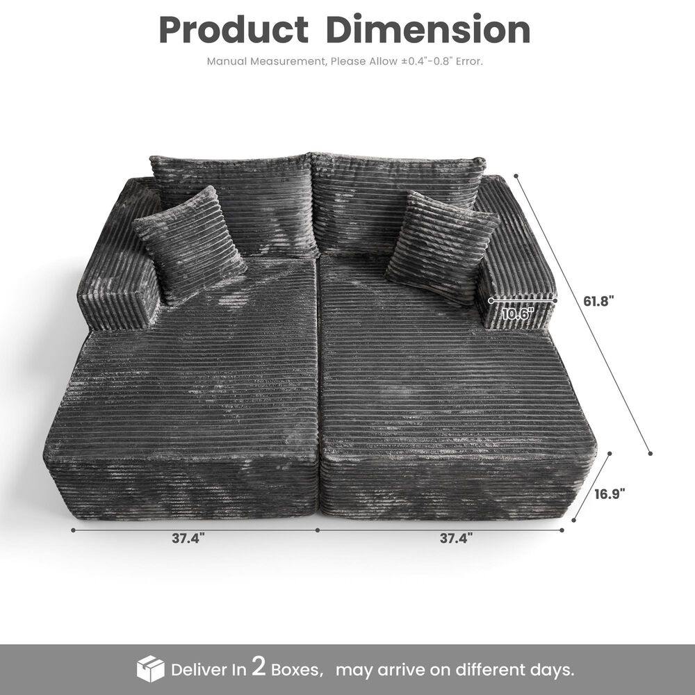 HOMLUX Sectional Sofa,  with High-Density Foam, Standard Plush Couch in Grey, , large