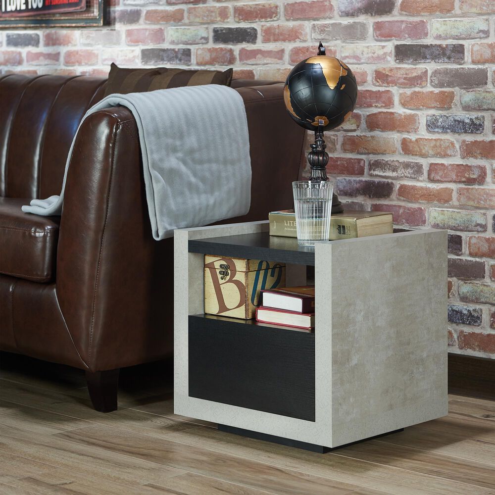 Furniture of America Anderson End Table in Black/Cement, , large