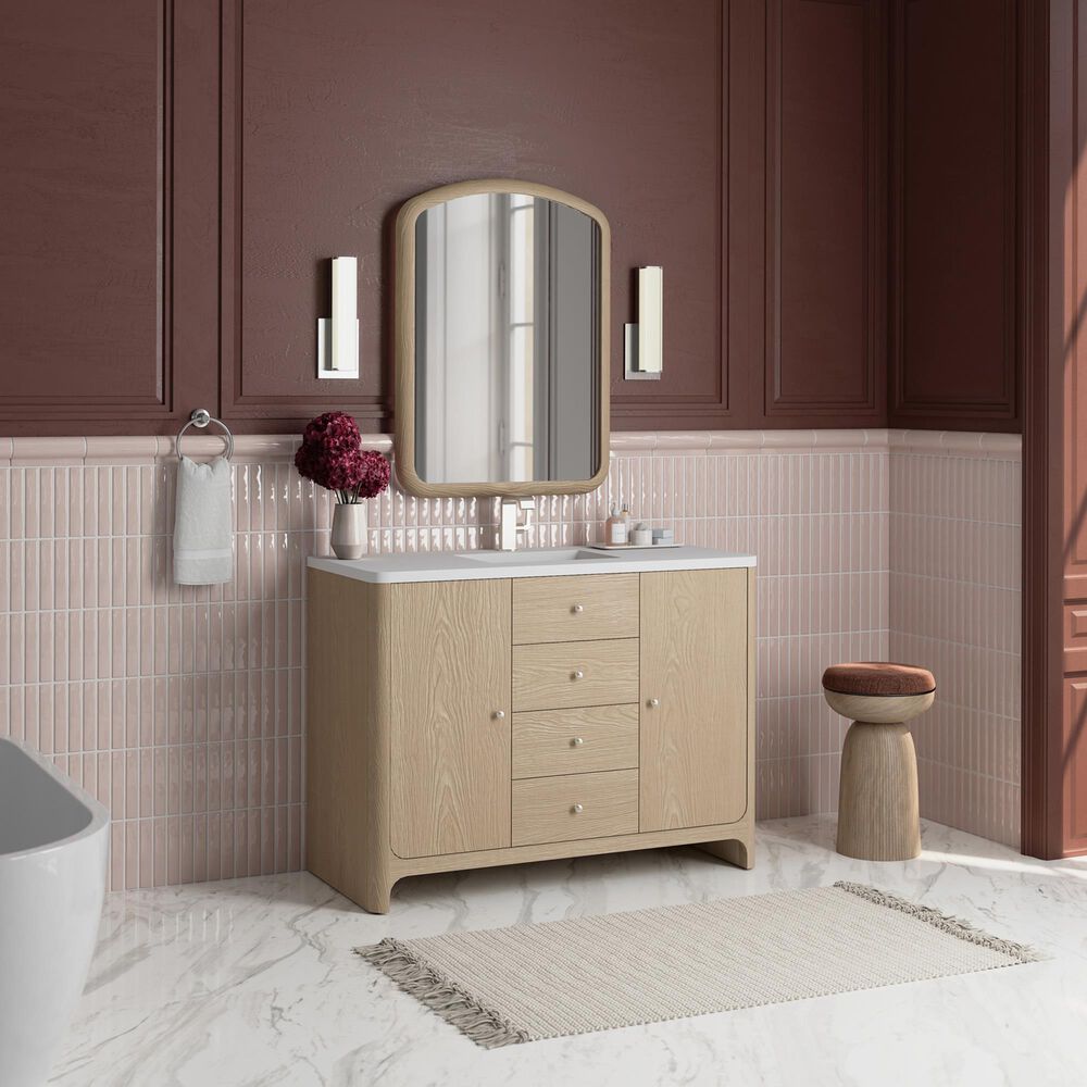 James Martin Vanities Gracyn 48" Single Bathroom Vanity in Coastal Driftwood with 3 cm White Zeus Quartz Top and Rectangular Sink, , large