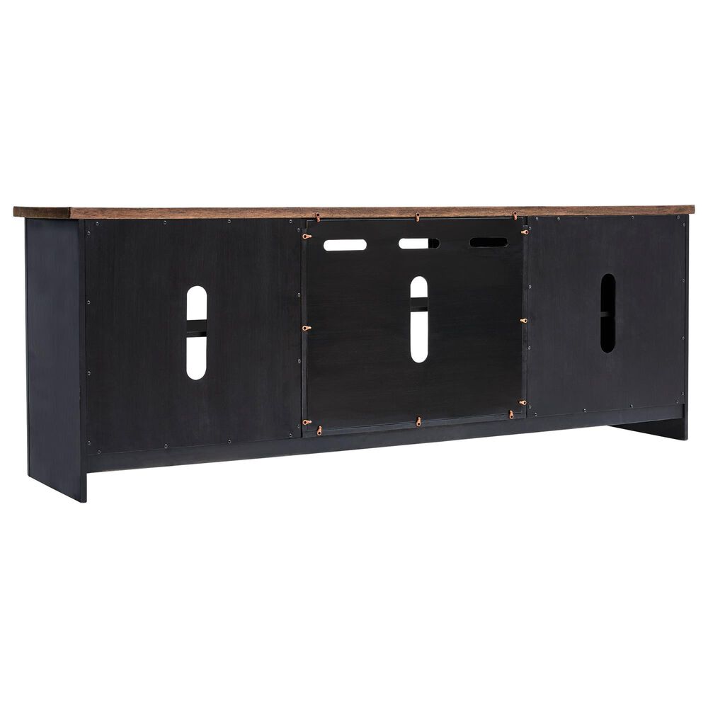Ashley Wildenauer 76&quot; Extra Large TV Stand with Fireplace Option in Brown and Black, , large