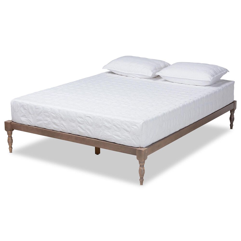 Baxton Studio Iseline Queen Platform Bed Frame in Antique Oak, , large