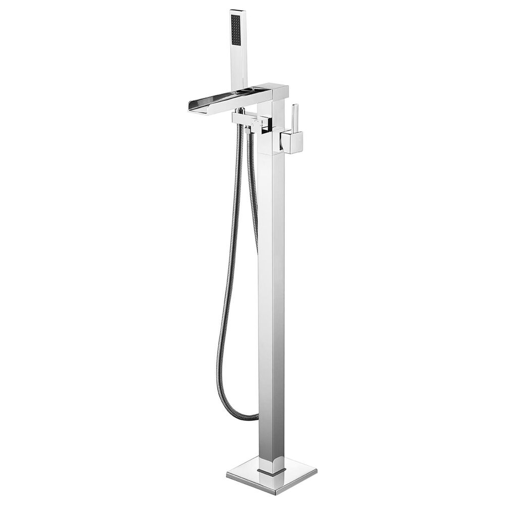 Lexora Home Cascata Free Standing Bathtub Faucet with Handheld Showerwand in Chrome, , large