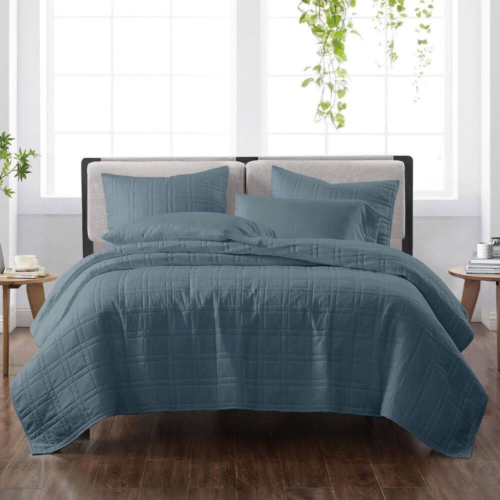 Pem America Cannon Solid 3-Piece King Quilt Set in Dark Blue, , large