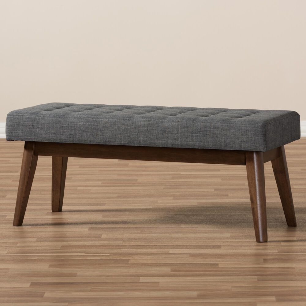 Baxton Studio Elia Bench in Dark Grey, , large