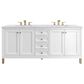 James Martin Vanities Chicago 72" Double Bathroom Vanity in Glossy White with 3 cm Carrara White Marble Top and Rectangular Sinks, , large