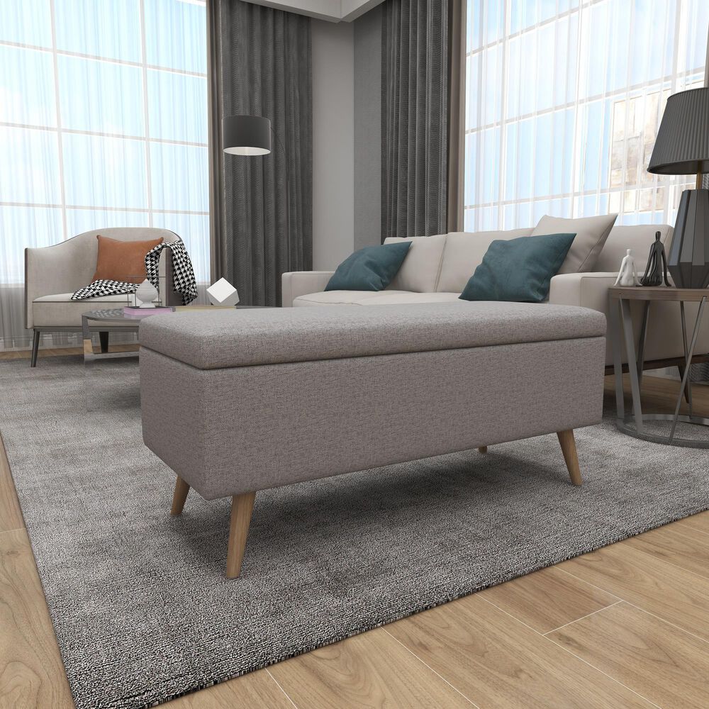 Maple and Jade Modern Storage Bench in Grey, , large