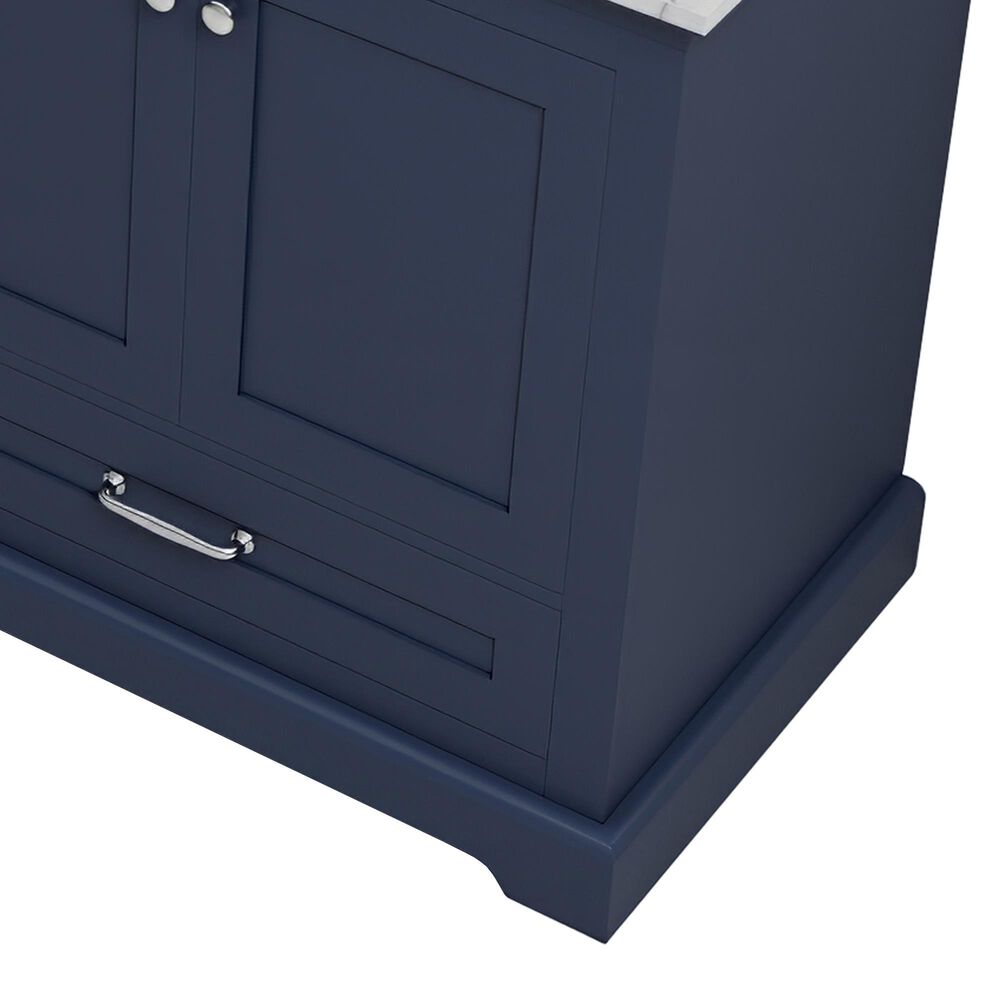 Lexora Home Dukes 80&quot; Double Bathroom Vanity in Navy Blue with 2 cm White Carrara Marble Top and Rectangular Sinks, , large
