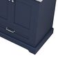 Lexora Home Dukes 80" Double Bathroom Vanity in Navy Blue with 2 cm White Carrara Marble Top and Rectangular Sinks, , large