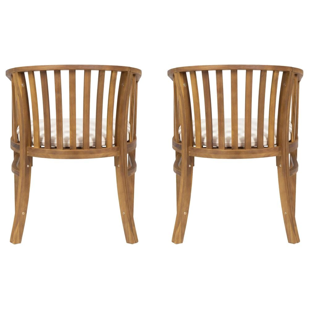 Hearth and Haven Outdoor Dining Chair with Cream Cushion in Teak (Set of 2), , large