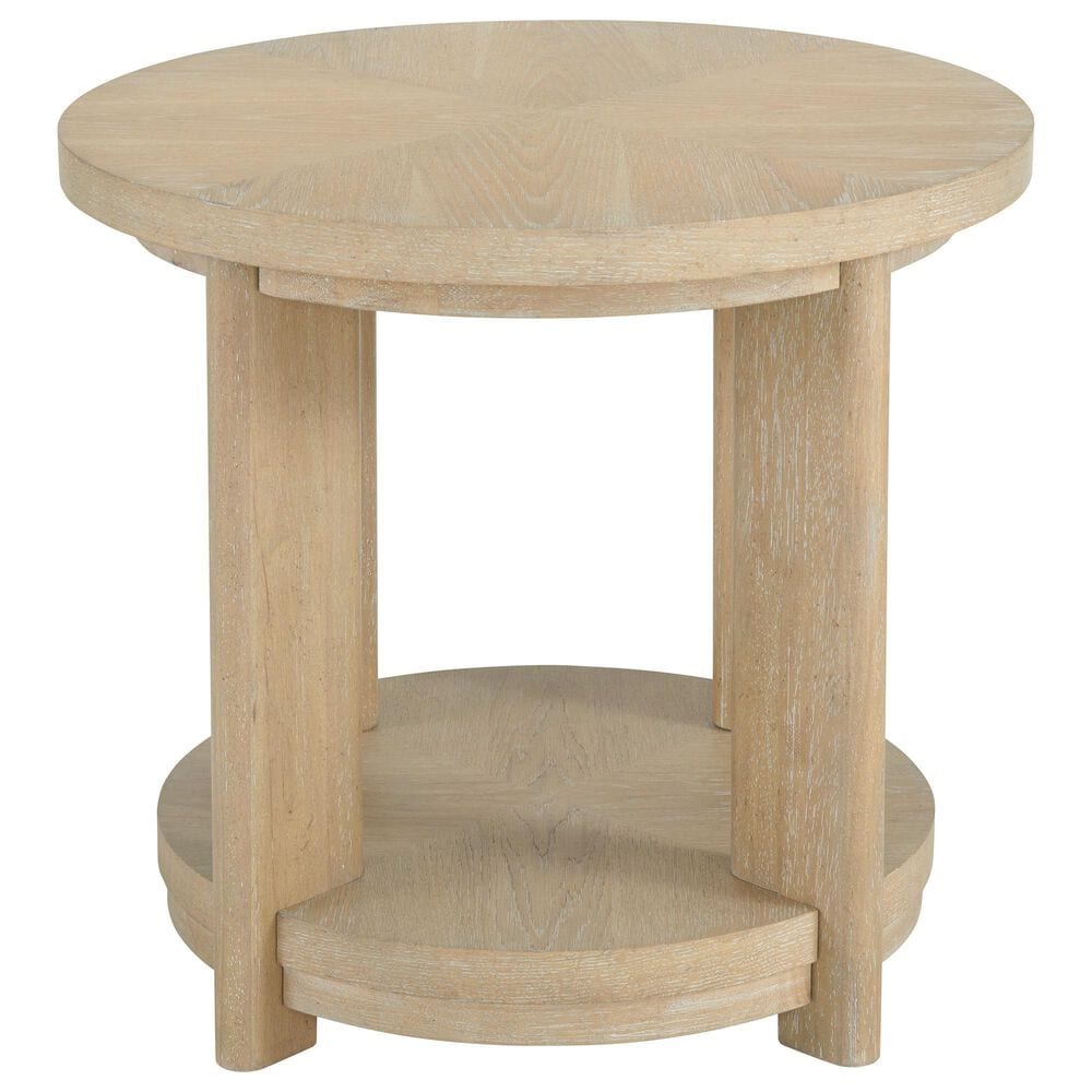 Golden Wave Furniture Pacific Grove Round End Table in Sand Dune, , large