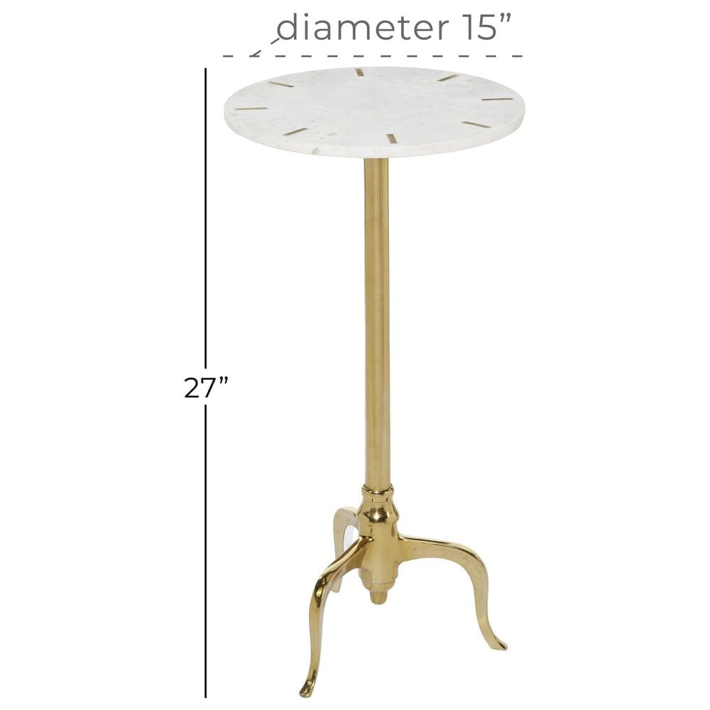 Maple and Jade 27&quot; Accent End Table in Gold and White, , large