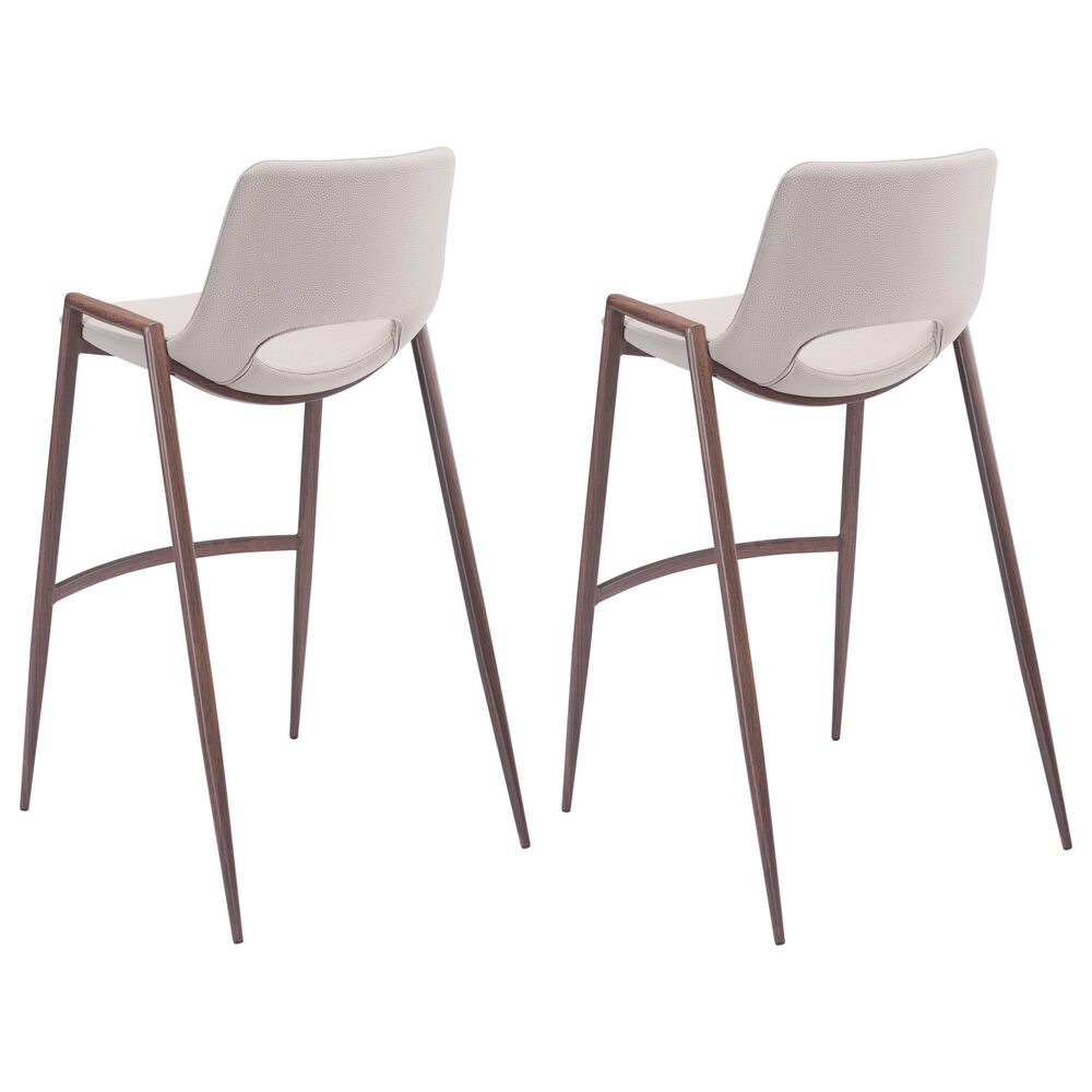 Zuo Modern Desi Bar Chair in Beige and Dark Brown &#40;Set of 2&#41;, , large