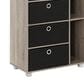 HOMLUX Multipurpose Storage Bookshelf Cabinet with 4 Bin Drawers in French Oak and Black, , large