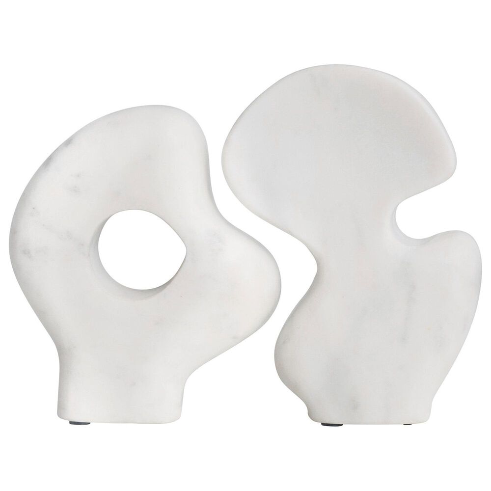 Creative Coop 2-Piece Decorative Abstract Sculpture Set in White, , large