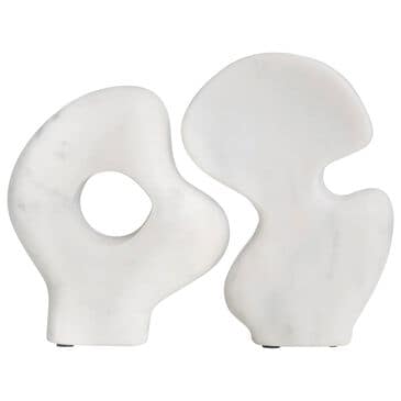 Creative Coop 2-Piece Decorative Abstract Sculpture Set in White, , large
