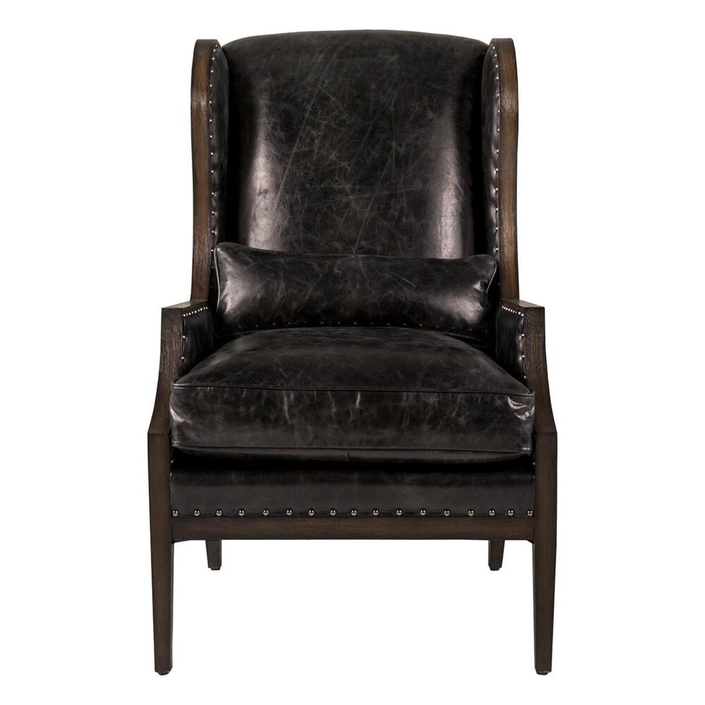 Hooker Furniture Leather Club Chair in Black, , large