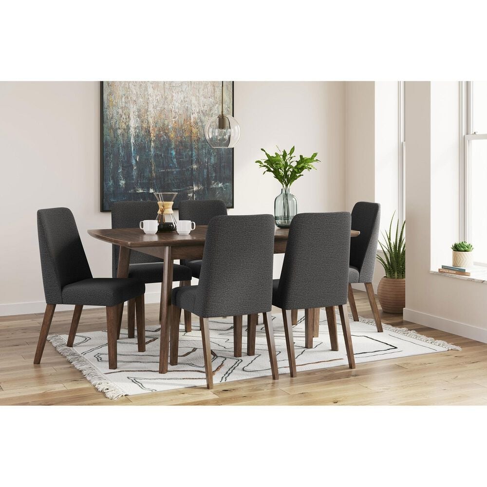 Ashley Lyncott Side Chair with Charcoal Cushion in Brown, , large