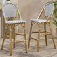 Hearth and Haven Outdoor Wicker French Barstool with Brown Aluminum Frame in White (Set of 2), , large