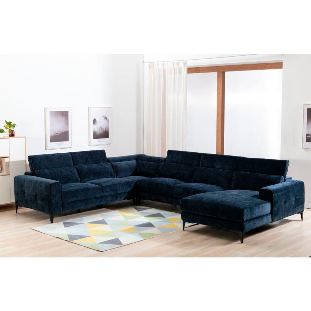 Lifestyle Shanghai 4-Piece Right Facing L-Shaped Sectional in Midnight Velvet, , large