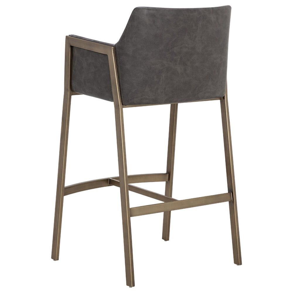 37B Bernadette Counter Stool with Kendall Grey Faux Leather Cushion and Antique Brass Finish, , large