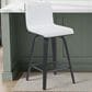 Armen Living Vienna Swivel Counter Height Stool with Snow White Upholstery in Black Brushed, , large