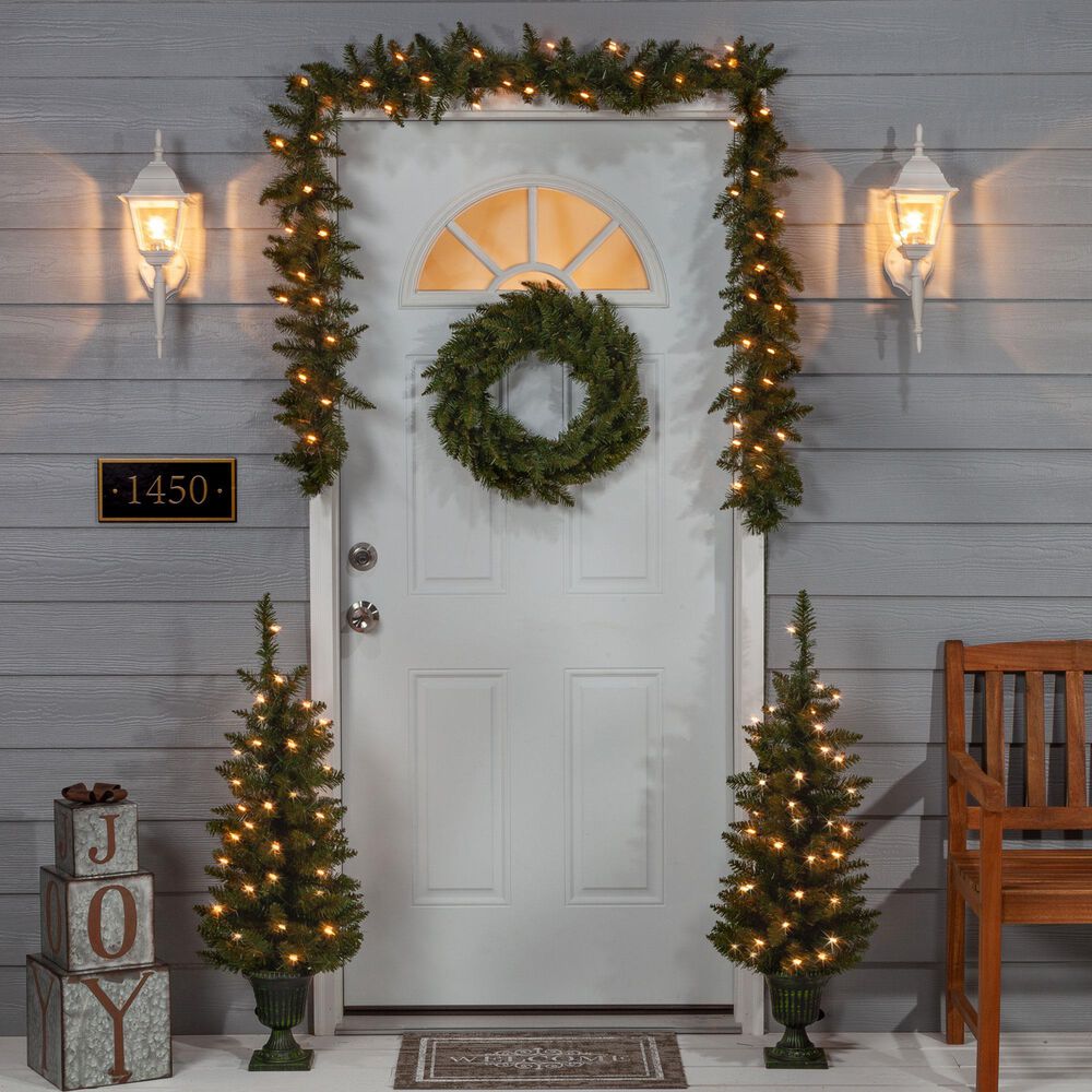 The Gerson Company 4-Piece Norway Pine Artificial Christmas Tree Set with Incandescent Lights in Green, , large