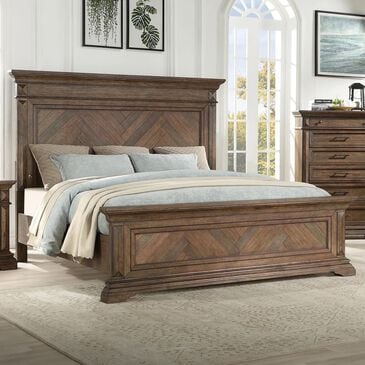 New Heritage Mar Vista King Panel Bed in Brushed Walnut with USB Ports, , large