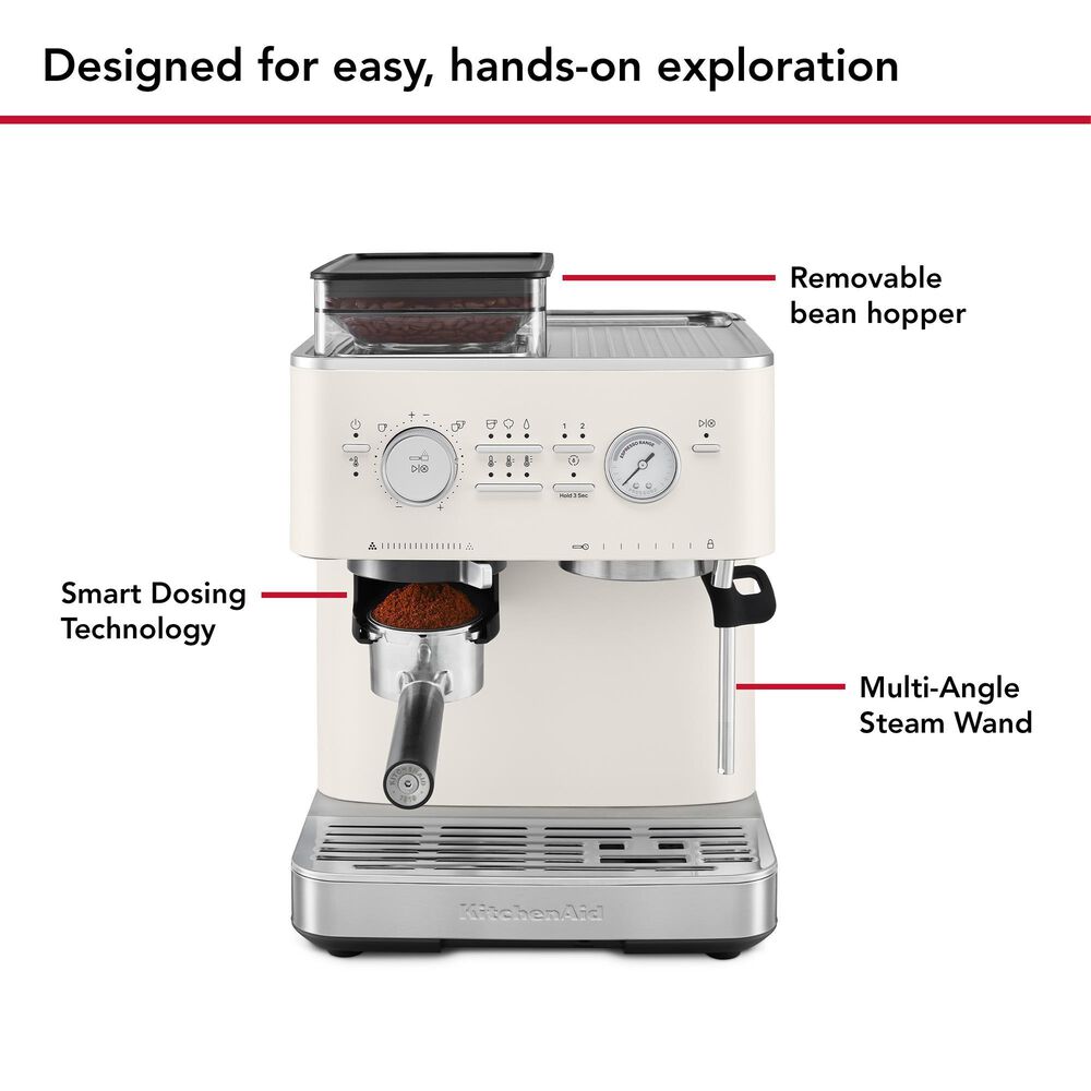 KitchenAid Semi Automatic Espresso Machine in Porcelain White, , large