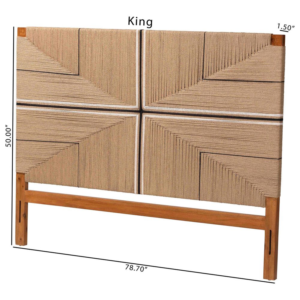 Baxton Studio Prita King Paper Loom Headboard in Natural Brown, , large