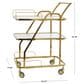 Maple and Jade 3-Shelf Bar Cart with Side Guards and Handle in Polished Gold and Transparent, , large