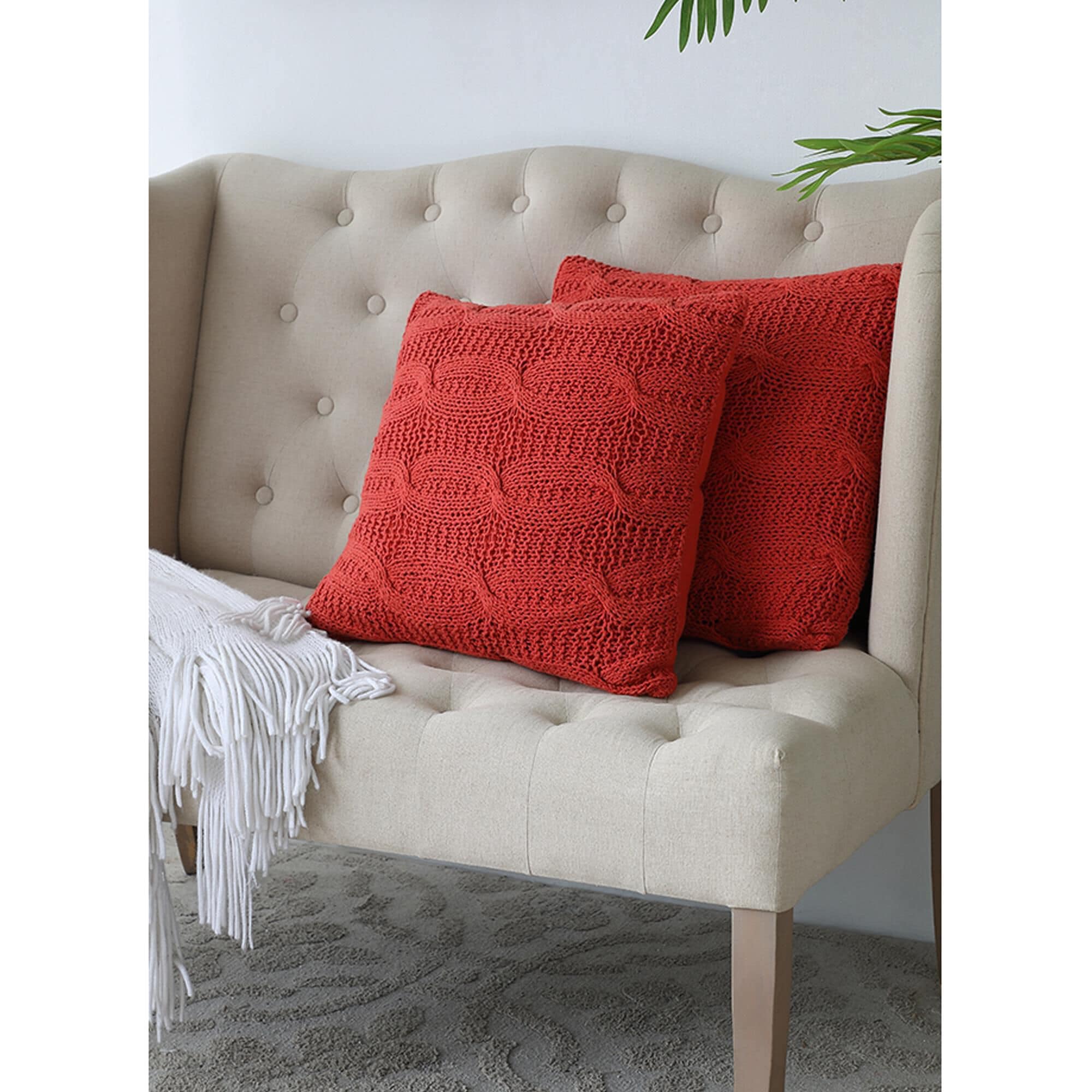 Red cable knit clearance throw pillows