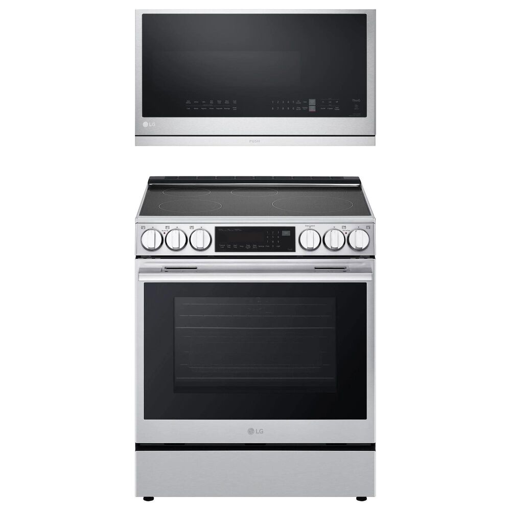 LG 2-Piece Kitchen Package with 6.3 Cu. Ft. Smart Slide-In Induction Range and 2.1 Cu. Ft. Smart Over-the-Range Microwave in Printproof Stainless Steel, , large