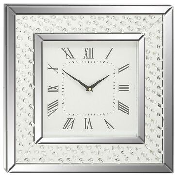 Maple and Jade Decorative Wall Clock with Floating Crystals in Silver, , large